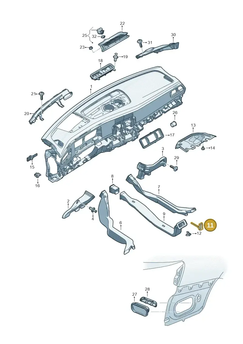 1EE907543A — Skoda Superb Combi (2023-) diagram 3p0819030, position 11