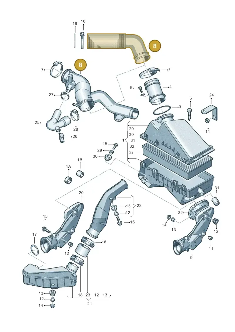 1J0129684CH — Skoda OCTAVIA/COMBI/4X4      01> (2000-) diagram 194129150, position 8
