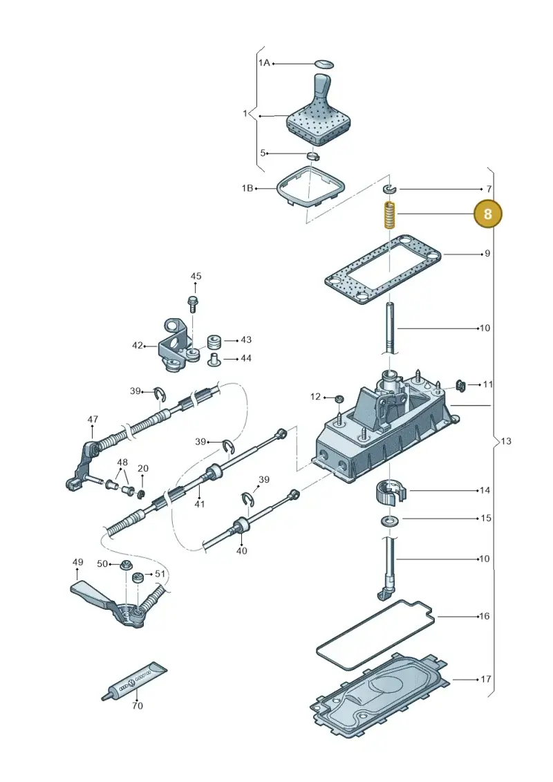 1J0711197A — Skoda Fabia (2014-2022) diagram 797711030, position 8