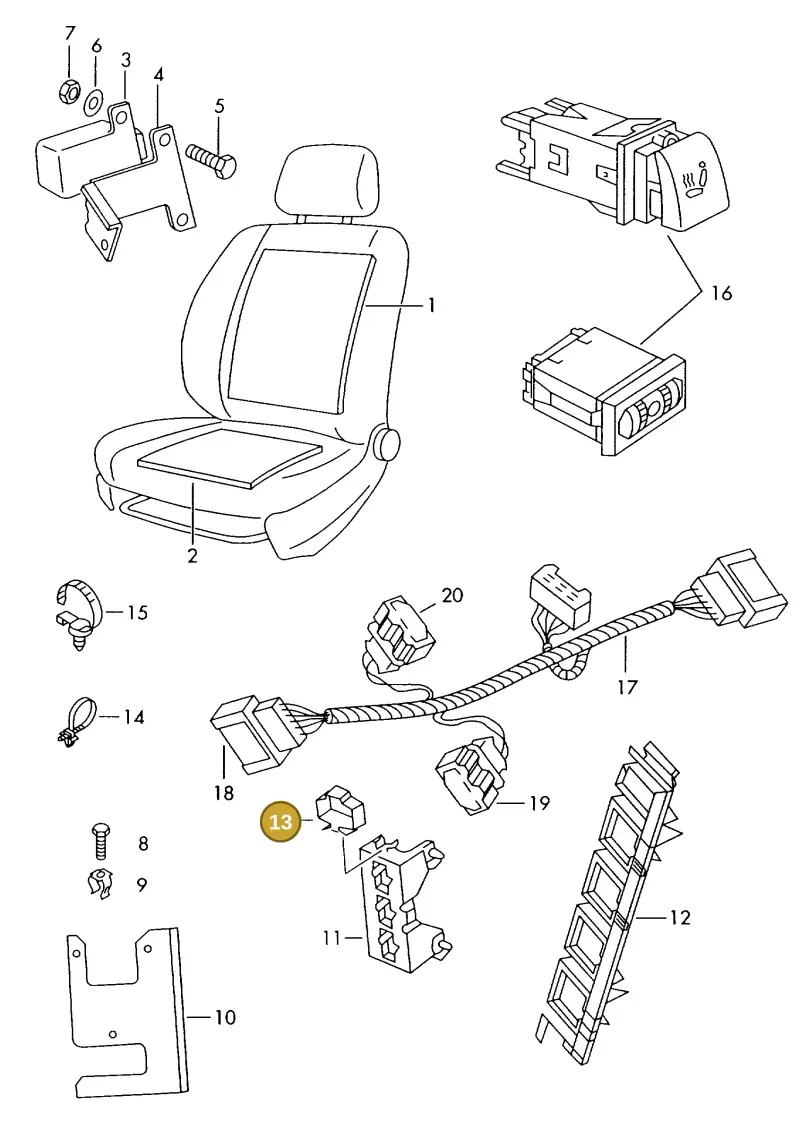 1J0937510 — Skoda PICK UP (1995-2001) diagram 101963100, position 13