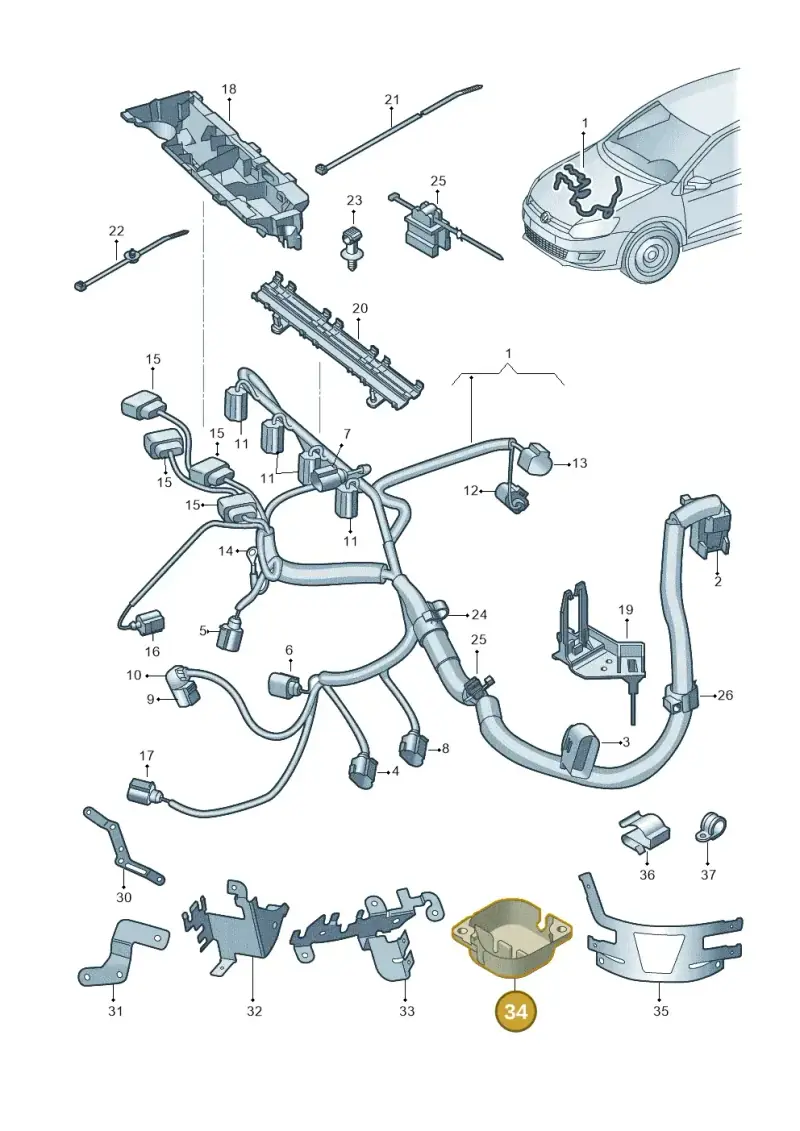 1J0971830N — Skoda Rapid (2012-2022) diagram 873971100, position 34