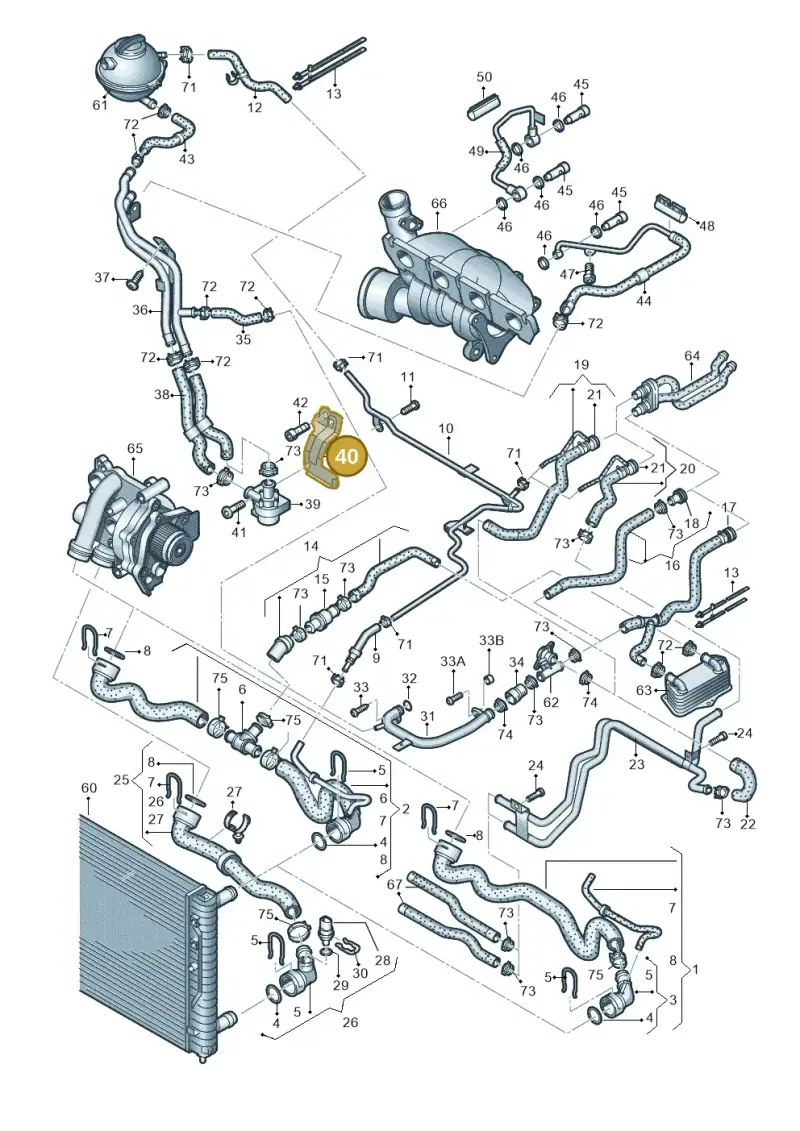 1K0121093BH — Skoda Yeti (2013-2017) diagram 412121640, position 40