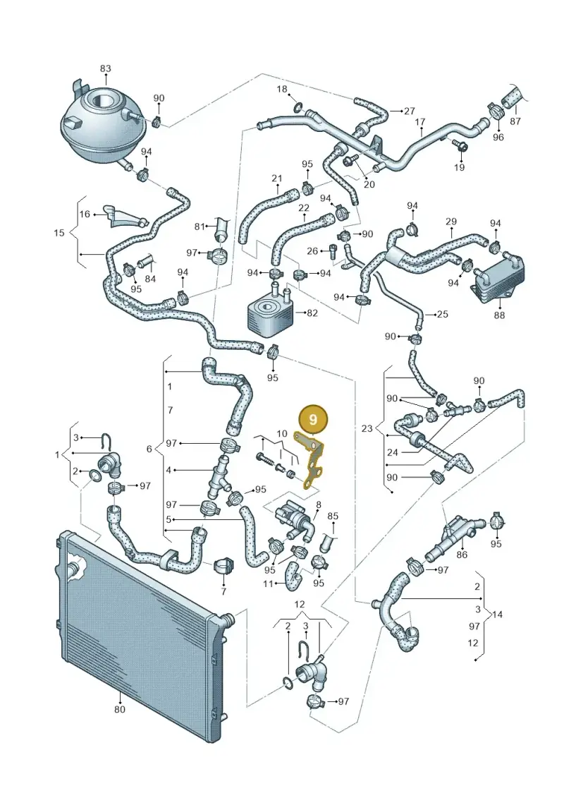 1K0121093BP — Skoda Superb (2013-2015) diagram 627121600, position 9