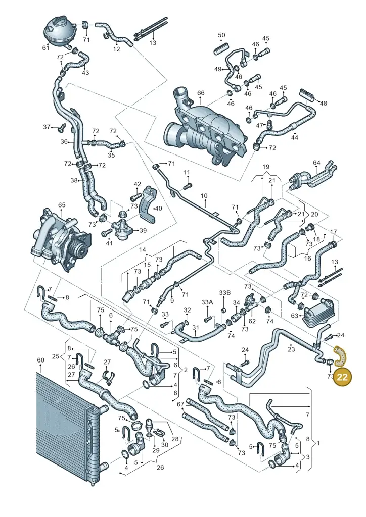 1K0121157DS — Skoda Yeti (2013-2017) diagram 412121640, position 22