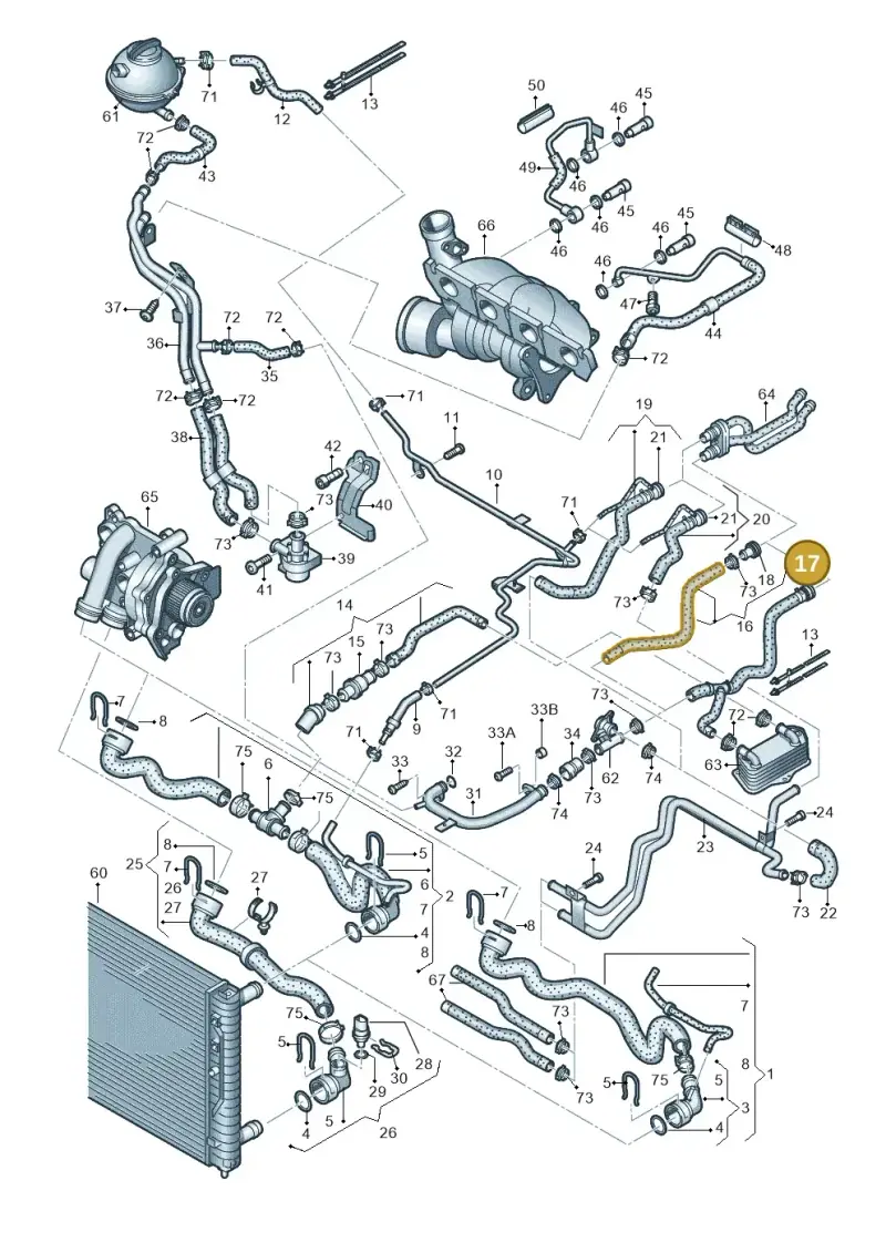 1K0122073FS — Skoda Superb (2013-2015) diagram 412121640, position 17