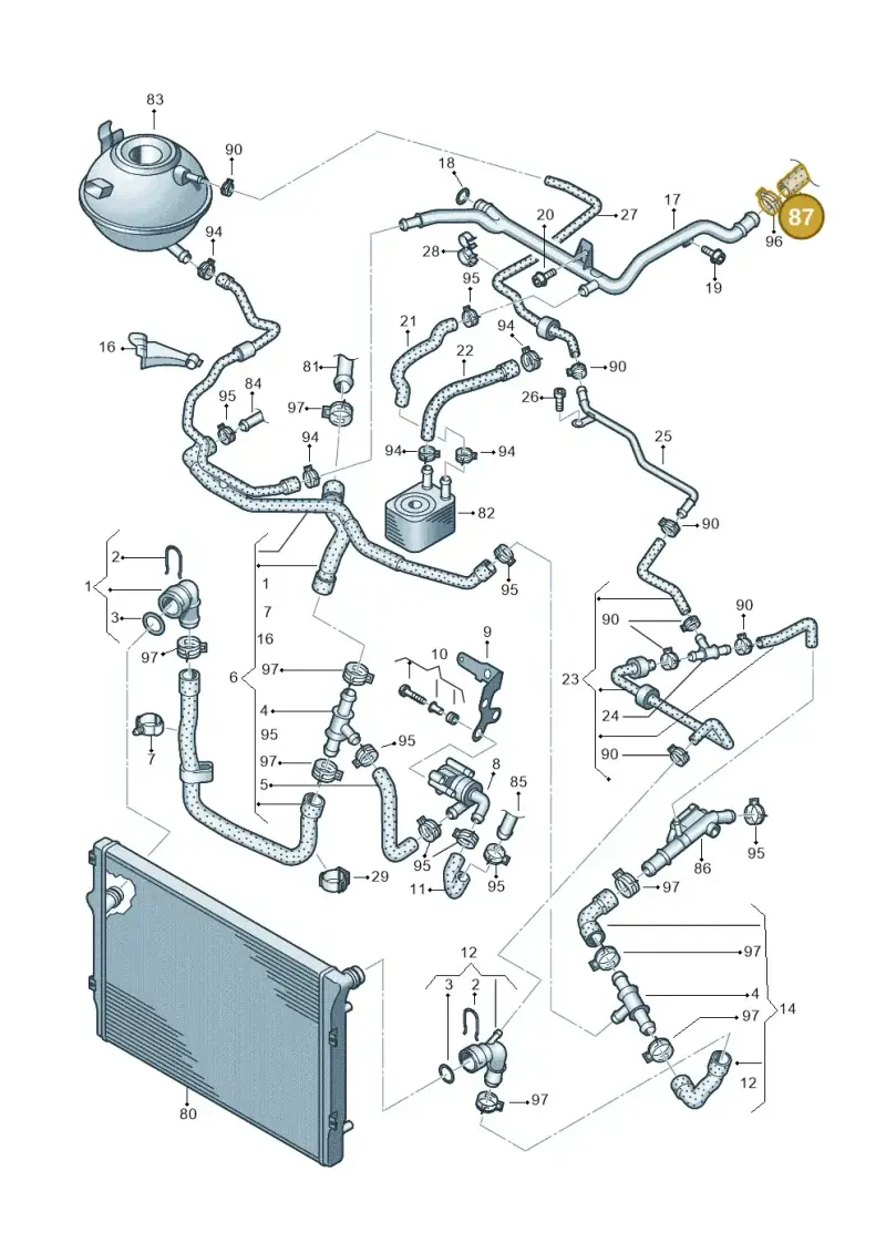 1K0122073GE — Skoda Yeti (2009-2013) diagram 634121600, position 87