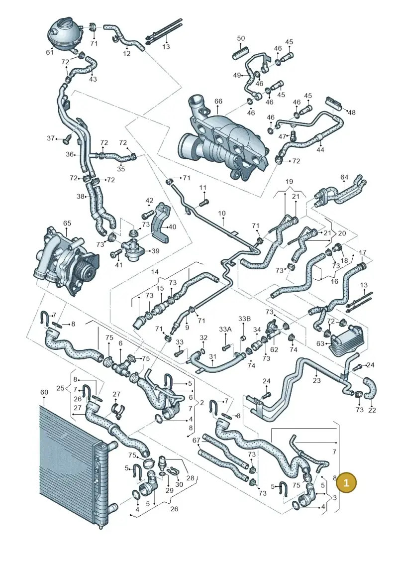 1K0122101JP — Skoda Superb comfort (2008-2013) diagram 412121640, position 1