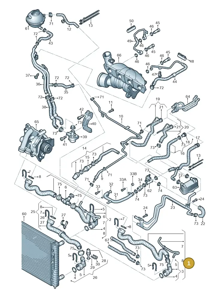 1K0122101KR — Skoda Yeti (2013-2017) diagram 412121640, position 1