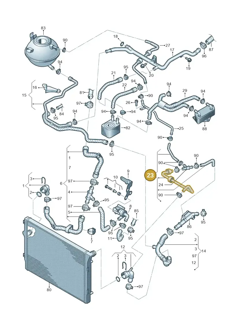 1K0122447HG — Skoda Superb (2013-2015) diagram 627121600, position 23