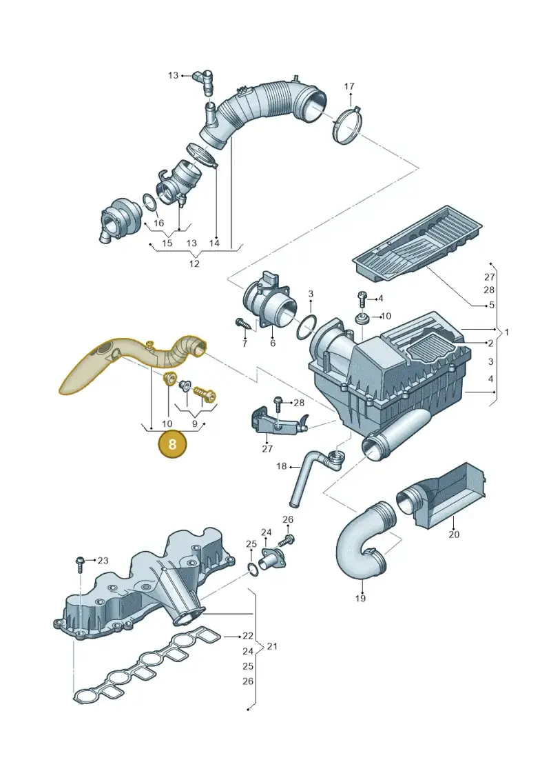 1K0129565AE — Skoda Yeti (2013-2017) diagram 737129400, position 8