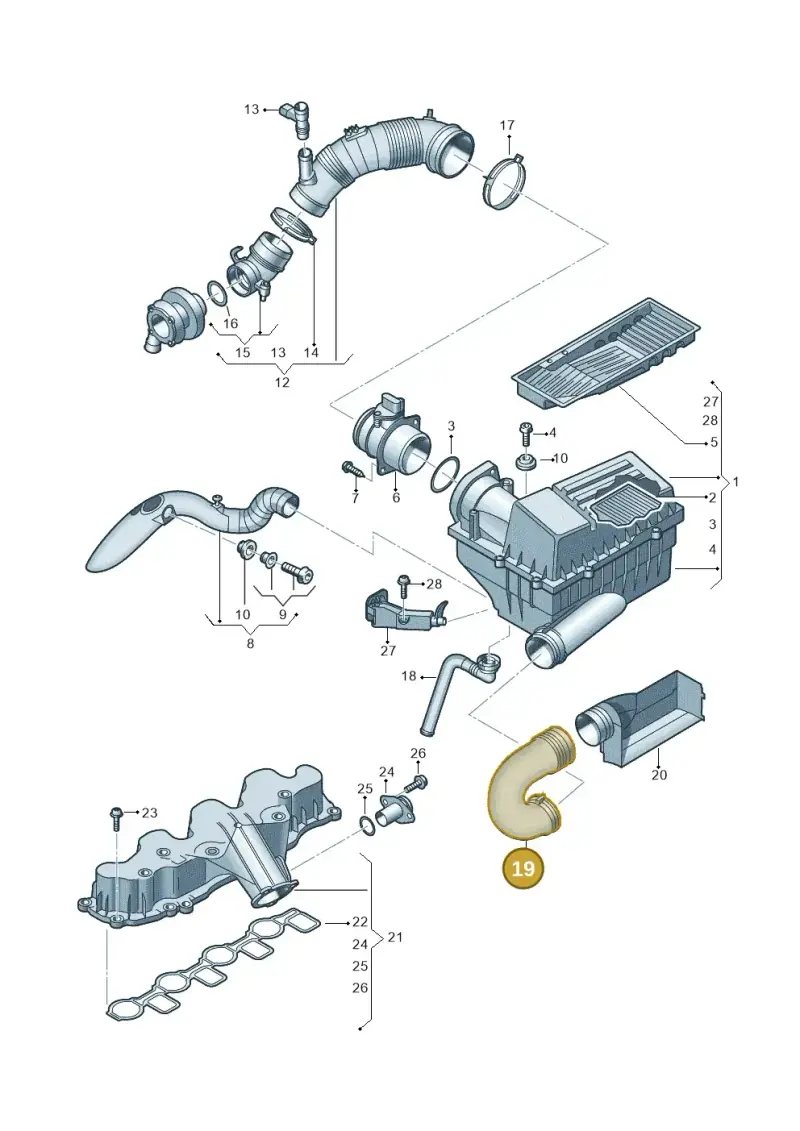 1K0129618BK — Skoda Yeti (2013-2017) diagram 737129400, position 19