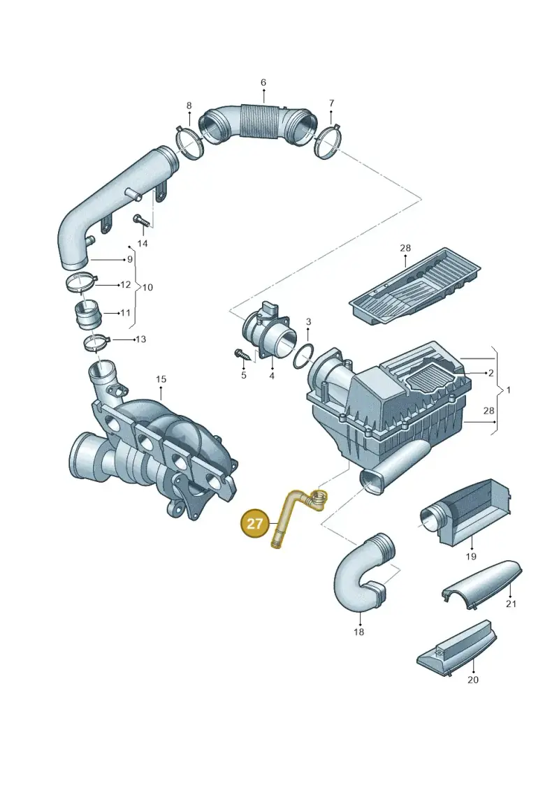 1K0129637D — Skoda Superb (2013-2015) diagram 412133300, position 27