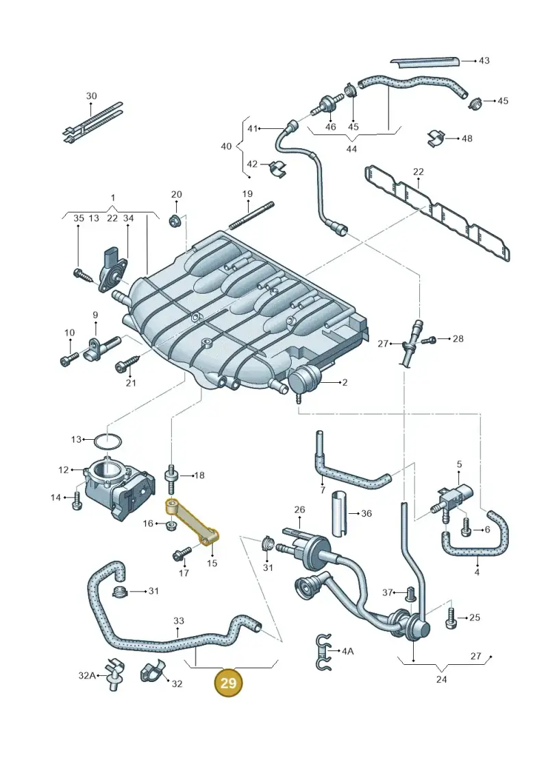 1K0133366BK — Skoda Yeti (2013-2017) diagram 666133200, position 29