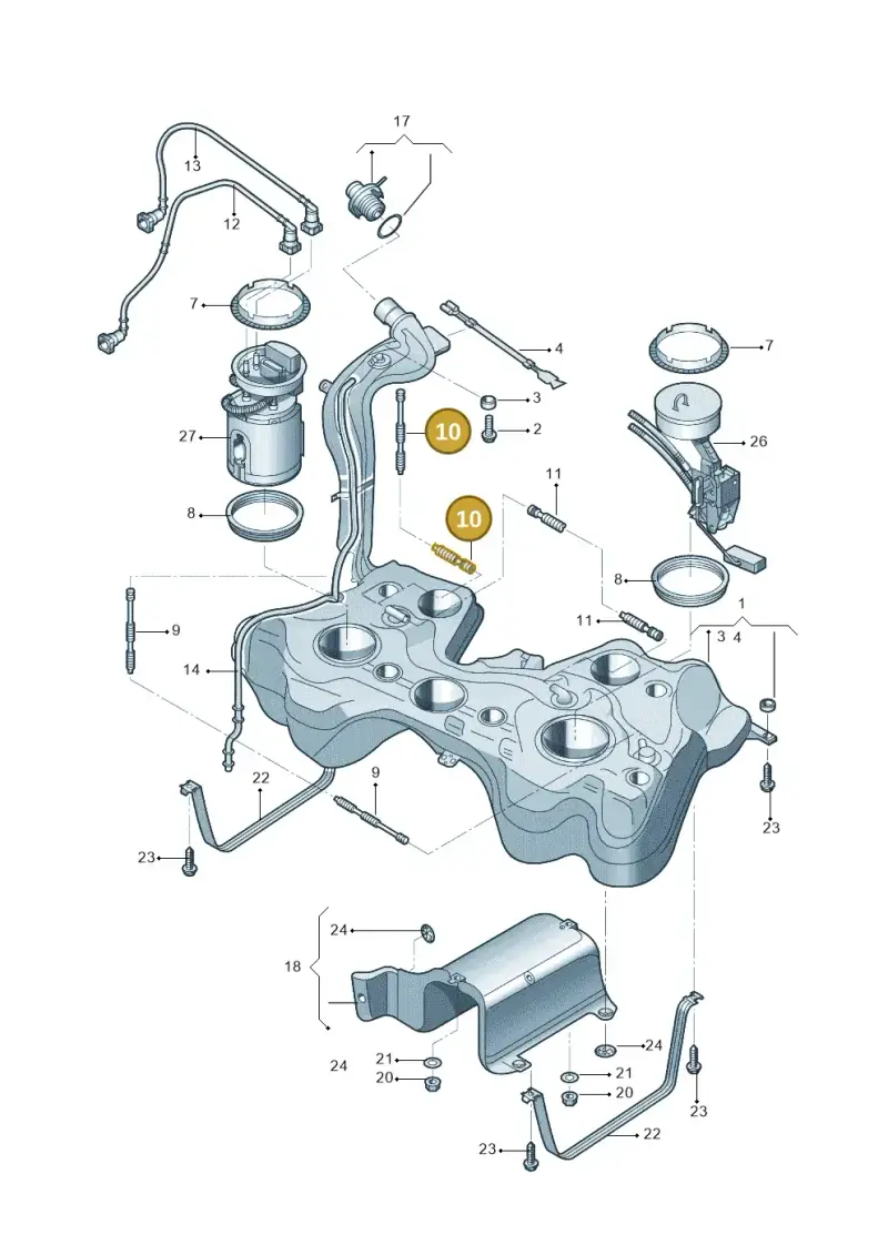 1K0201993S — Skoda Yeti (2013-2017) diagram 767201100, position 10