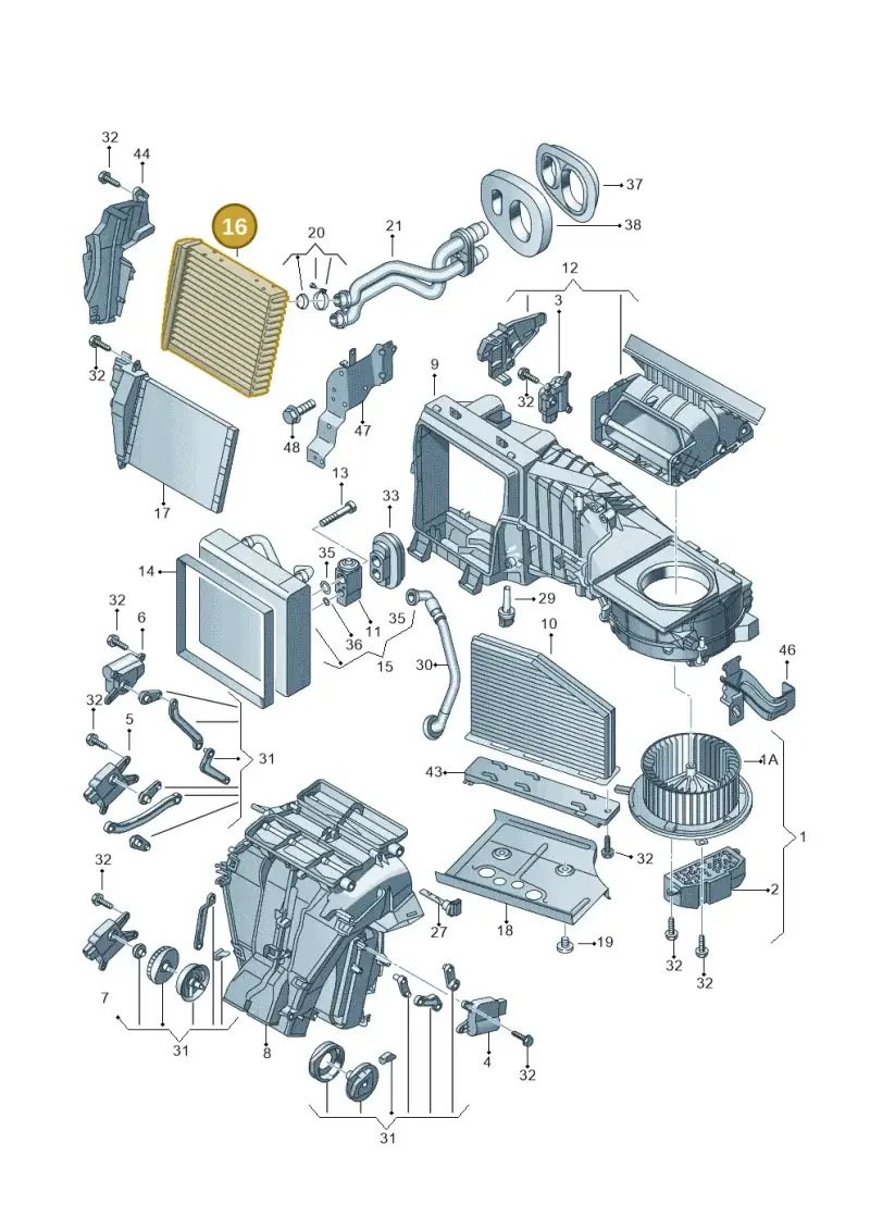 1K0819031E — Skoda Superb (2013-2015) diagram 649820200, position 16