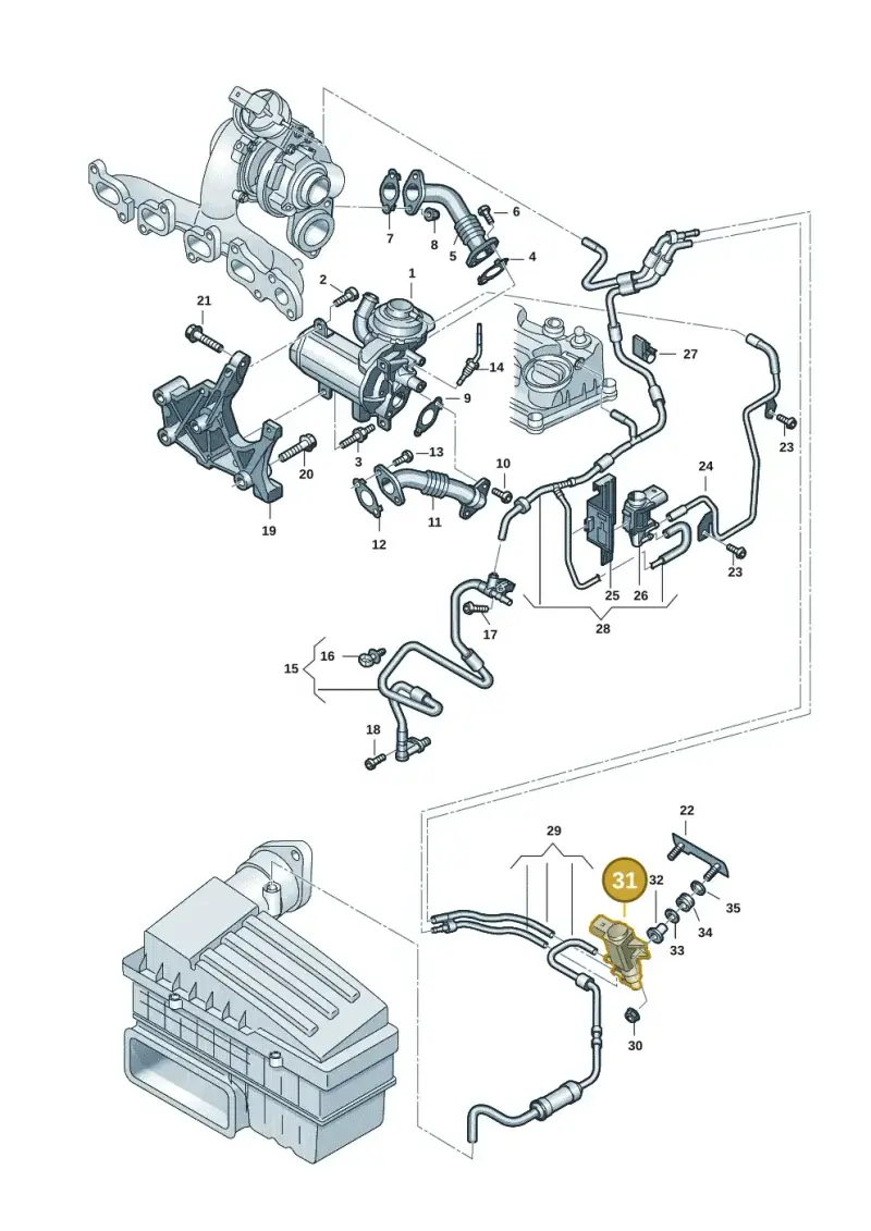 1K0906627B — Skoda Octavia (2019-2024) diagram 2ka131030, position 31