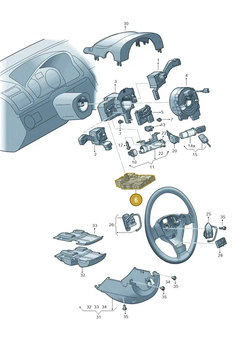 1K0953549CC — Skoda Superb comfort (2008-2013) diagram 632953500, position 6
