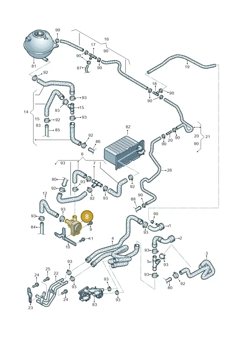 1K0965561F — Skoda Yeti (2013-2017) diagram 625121140, position 8