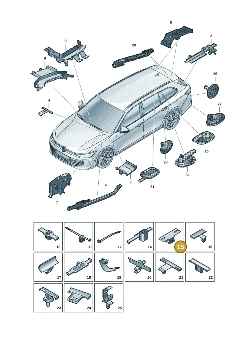 1T0971930D — Skoda Superb Combi (2023-) diagram 3j0972001, position 15