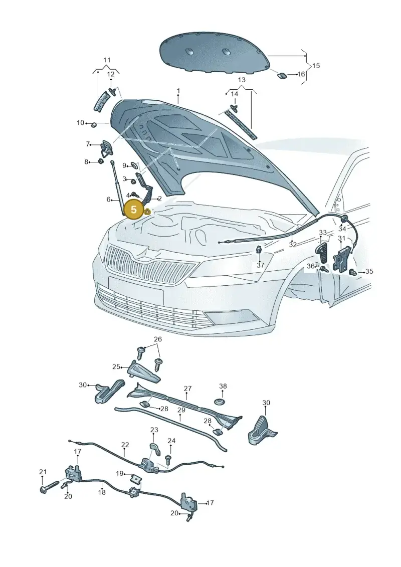 1Z0823429 — Skoda Superb Combi (2015-2024) diagram 851823100, position 5