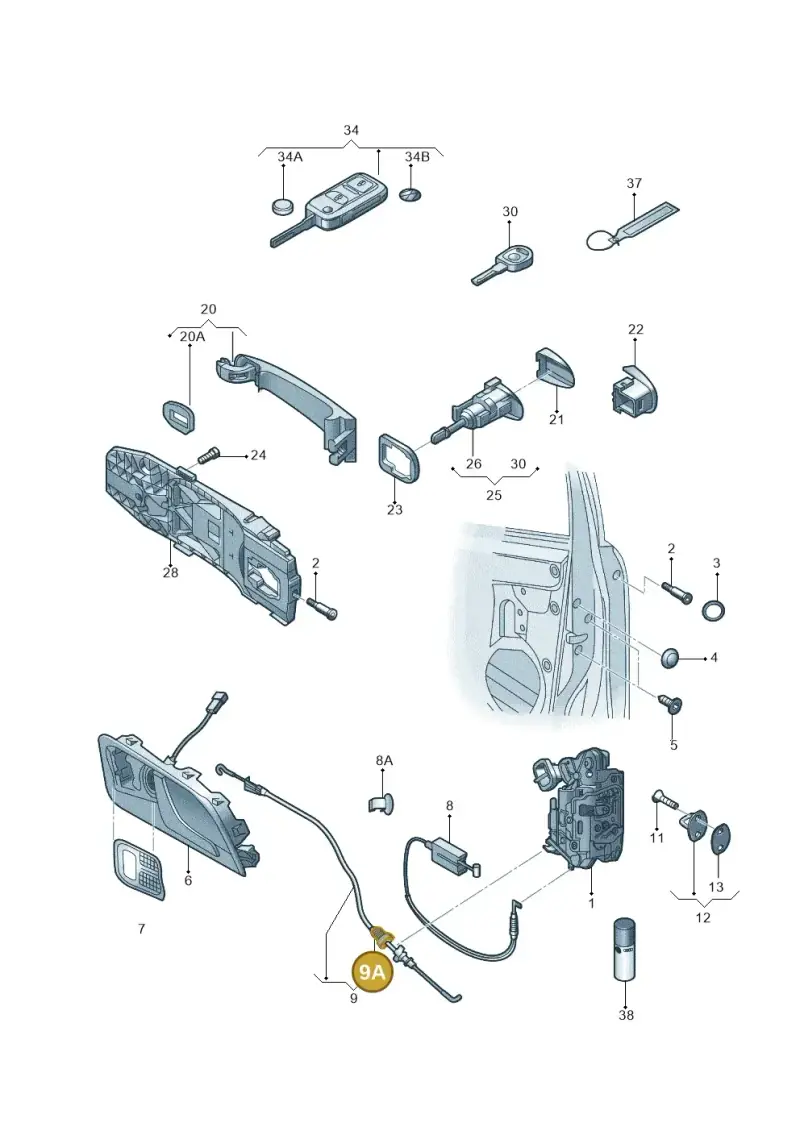 3B0837861A — Skoda Yeti (2013-2017) diagram 767837000, position 9A