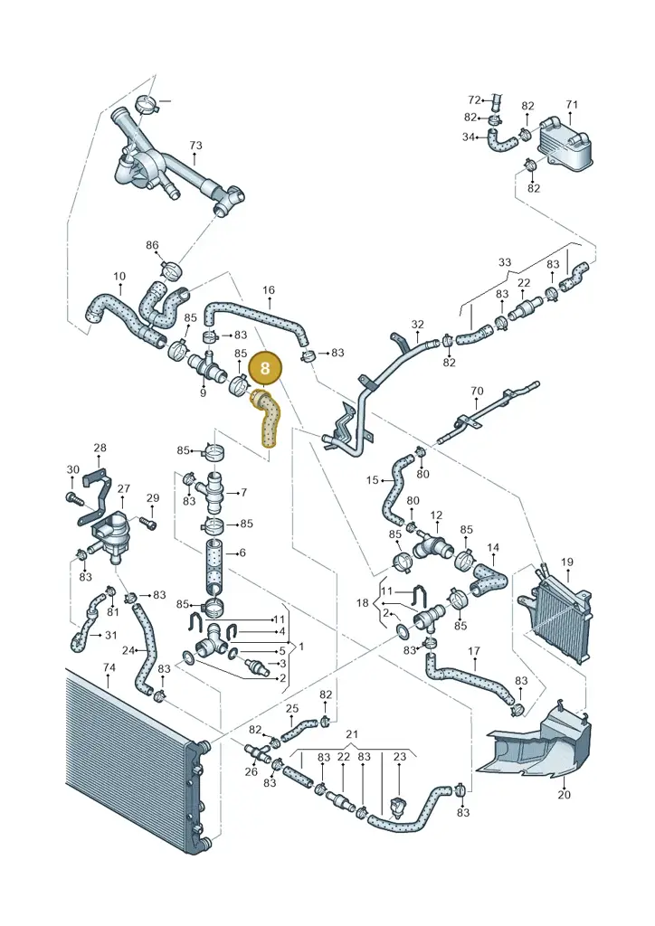 3C0121051P — Skoda Superb (2013-2015) diagram 460121330, position 8