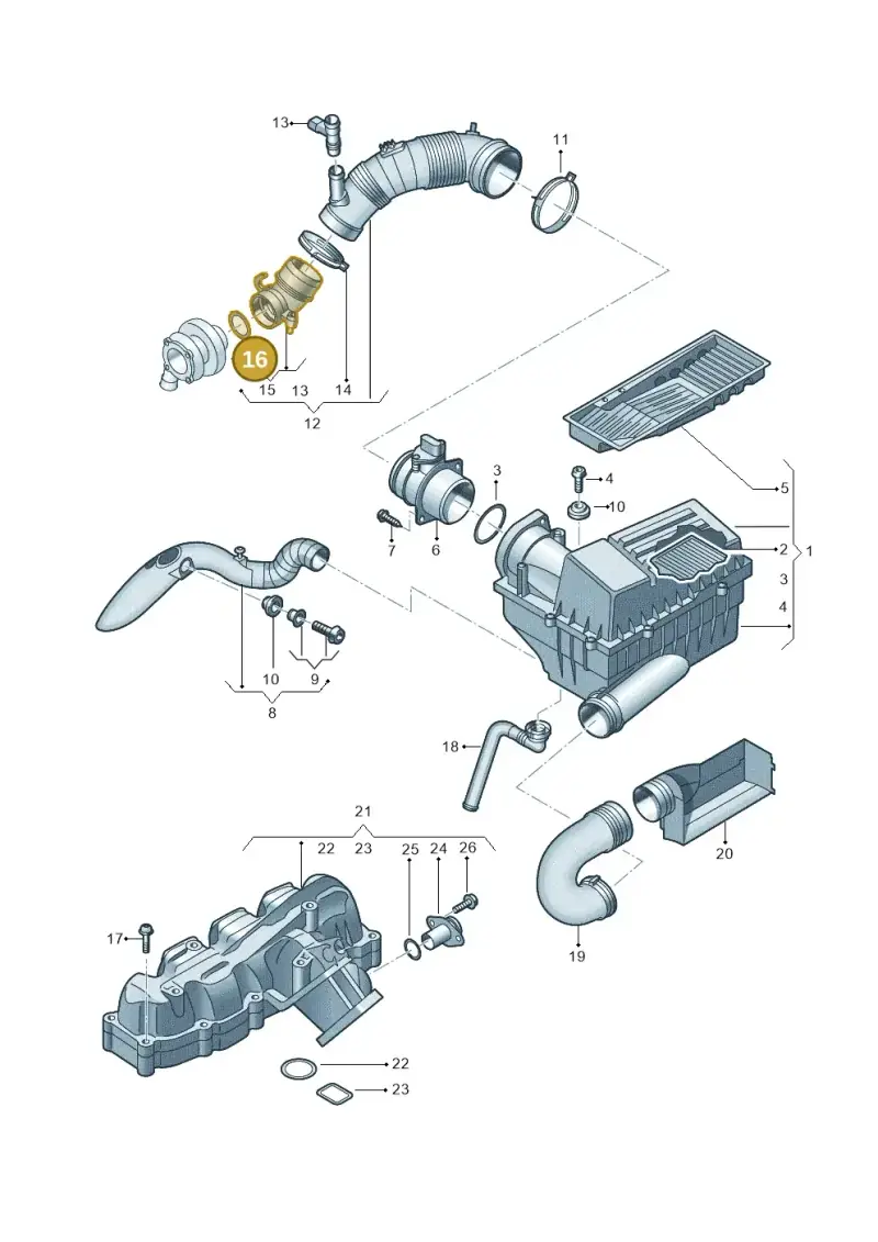 3C0129646 — Skoda Superb (2013-2015) diagram 694129500, position 16
