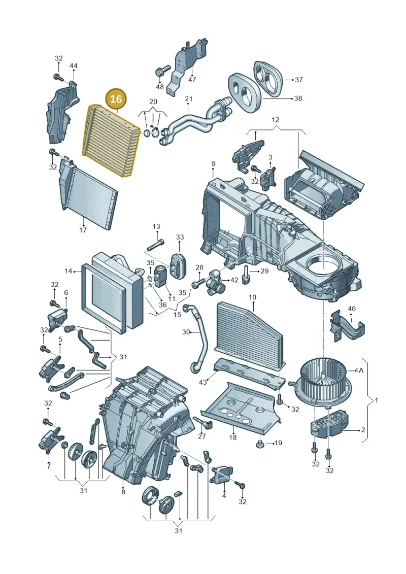 3C0819031A — Skoda Yeti (2013-2017) diagram 649820210, position 16