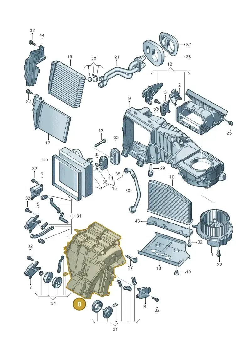 3C1898353C — Skoda Yeti (2009-2013) diagram 409820200, position 8