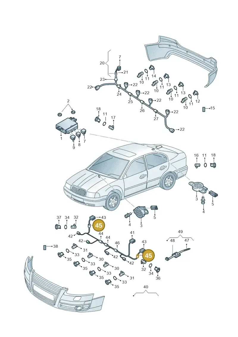 3D0971838E — Skoda Superb (2013-2015) diagram 768919500, position 45