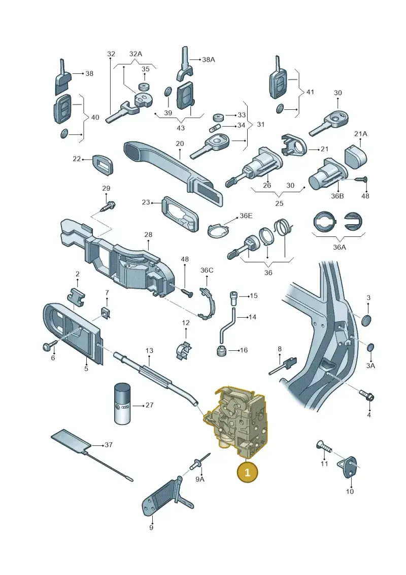 3D1837015AB — Skoda Octavia ambiente (2008-2013) diagram 419837000, position 1