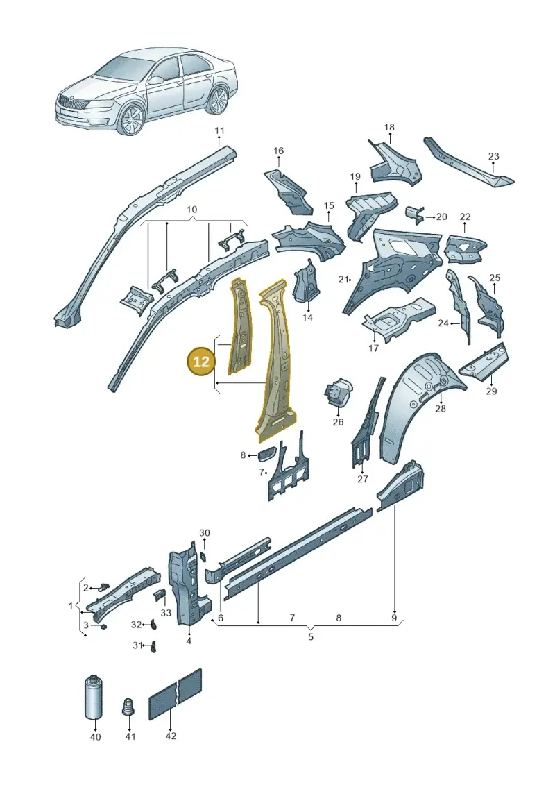 3J0810362 — Skoda Superb Combi (2023-) diagram 3p0809000, position 12