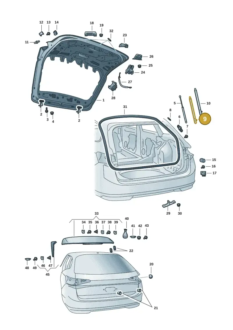3J0827851C — Skoda Superb Combi (2023-) diagram 3p0827010, position 9