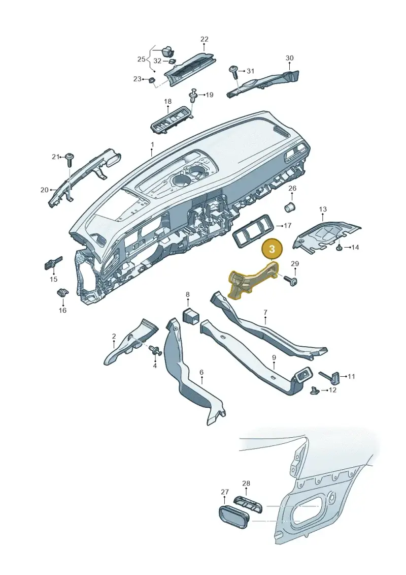 3J2819152 — Skoda Superb Combi (2023-) diagram 3p0819030, position 3