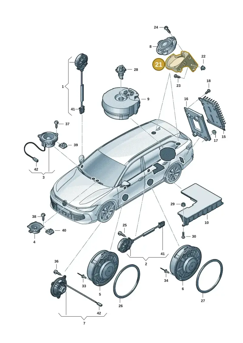 3P0035822 — Volkswagen Passat Estate (2023-2025) diagram 3j0035350, position 21