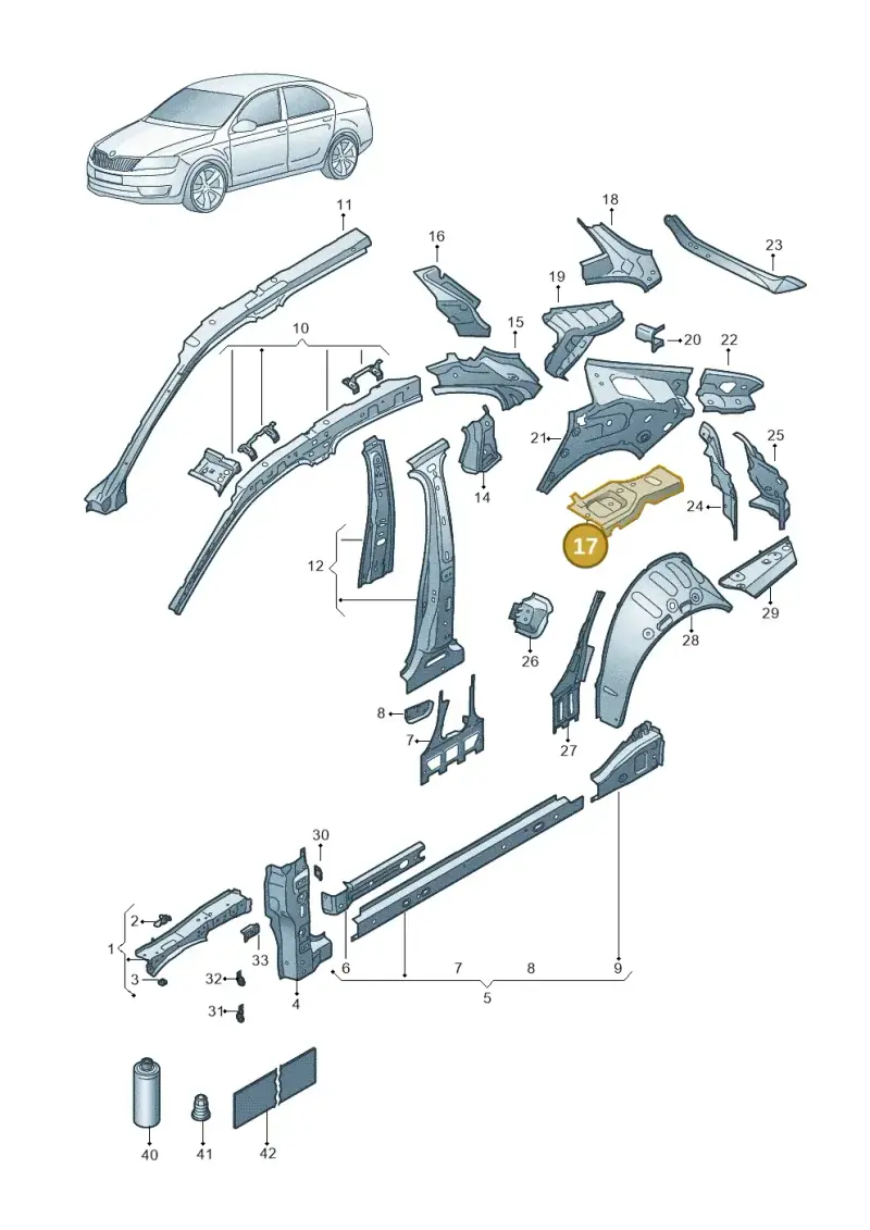 3P3803428 — Skoda Superb Combi (2023-2024) diagram 3p0809000, position 17