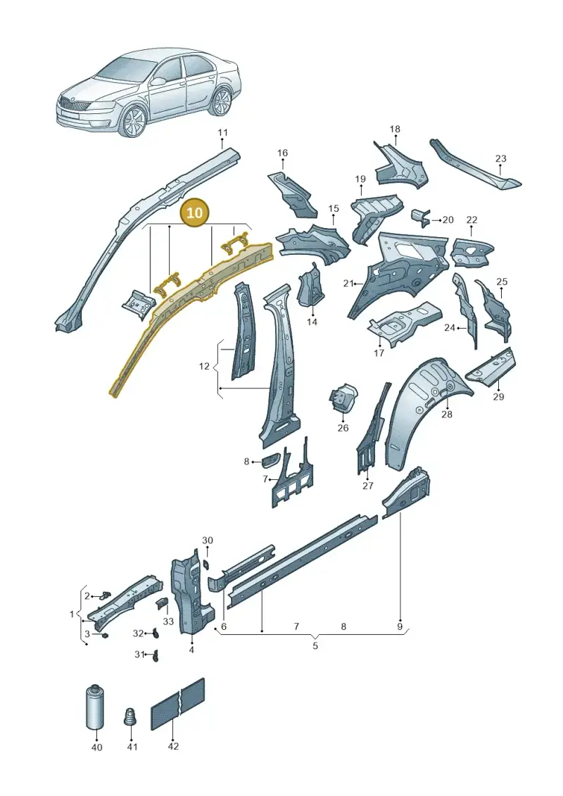 3P3809422 — Skoda Superb Combi (2023-2024) diagram 3p0809000, position 10