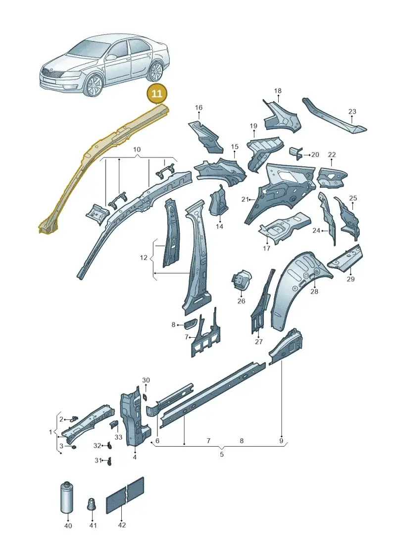 3P3809437 — Skoda Superb Combi (2023-2024) diagram 3p0809000, position 11