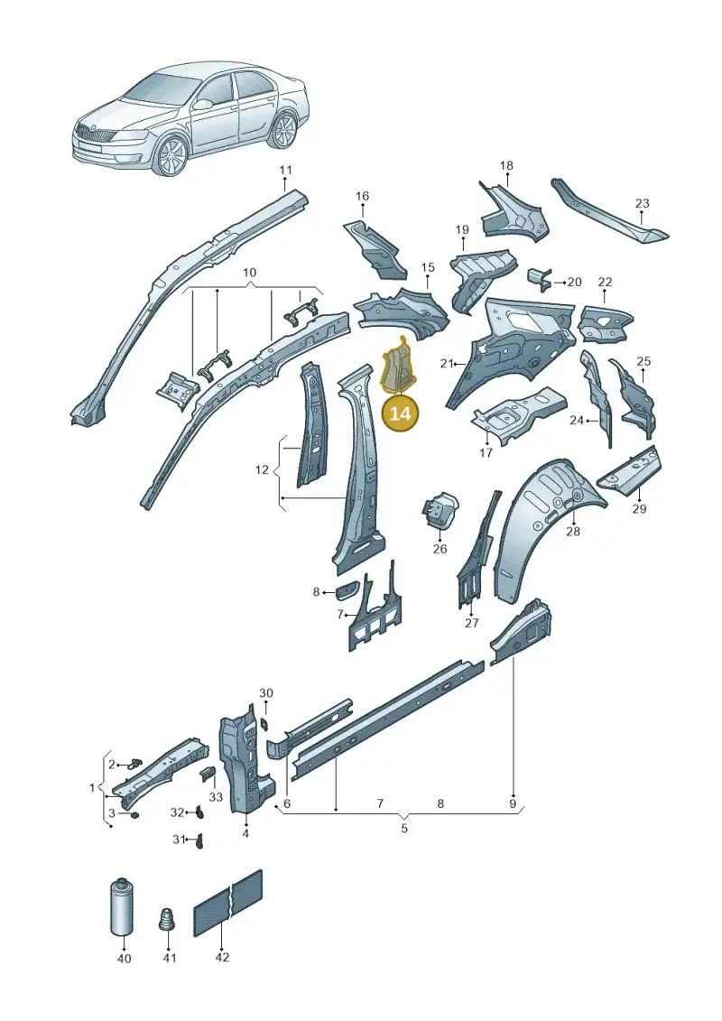 3P3809550 — Skoda Superb Combi (2023-2024) diagram 3p0809000, position 14