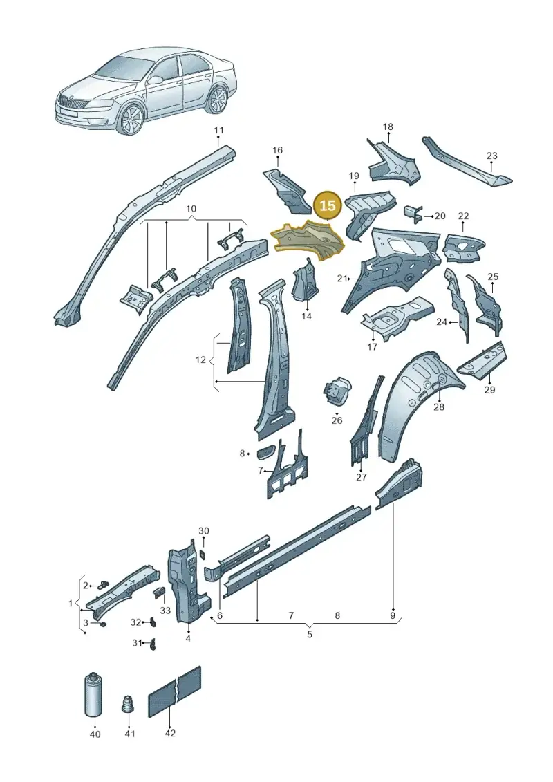 3P3810623 — Skoda Superb Combi (2023-2024) diagram 3p0809000, position 15