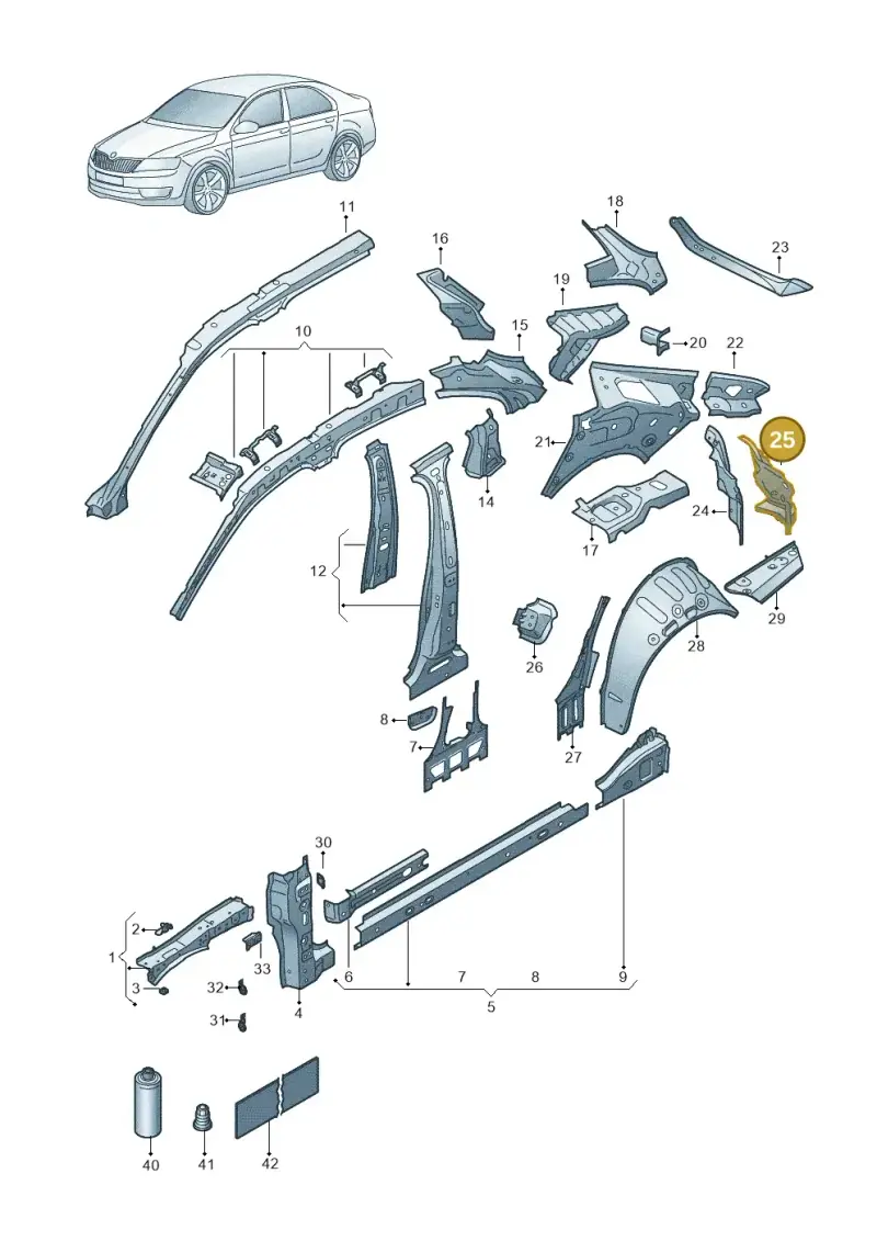 3P3813320 — Skoda Superb Combi (2023-) diagram 3p0809000, position 25