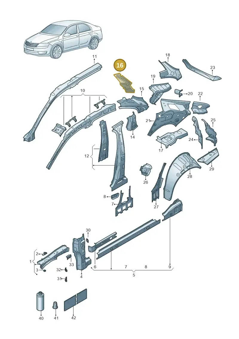 3P3817925 — Skoda Superb Combi (2023-2024) diagram 3p0809000, position 16