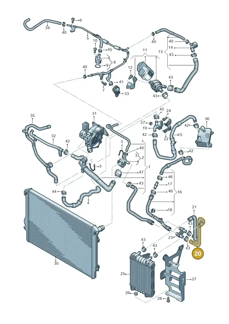 3Q0121051 — Skoda Superb Combi (2015-2024) diagram 884121444, position 20