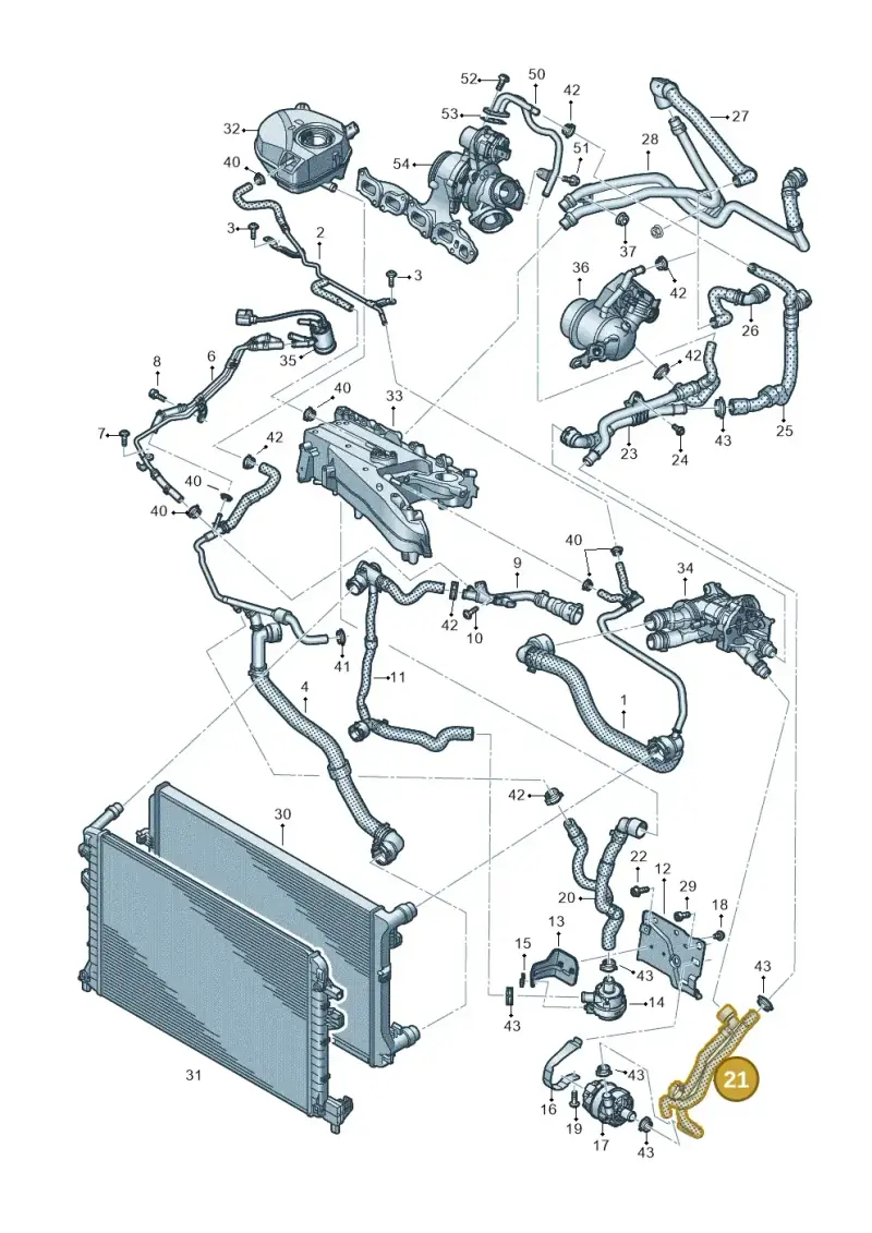 3Q0121156B — Skoda Octavia (2019-2024) diagram 585121709, position 21