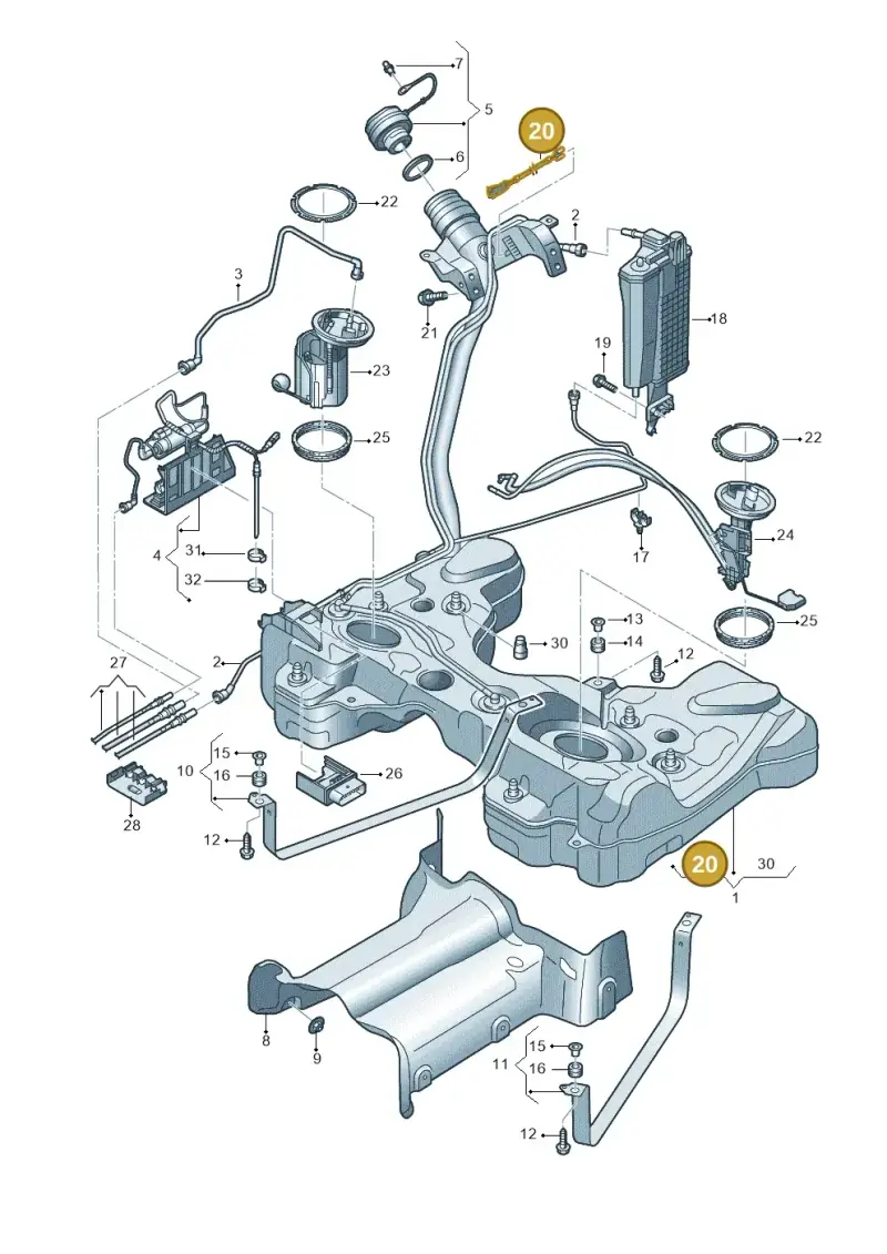 3Q0201142 — Skoda Superb Combi (2023-) diagram 828201057, position 20