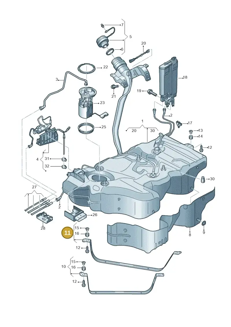 3Q0201654 — Skoda Superb Combi (2015-2024) diagram 793201400, position 11