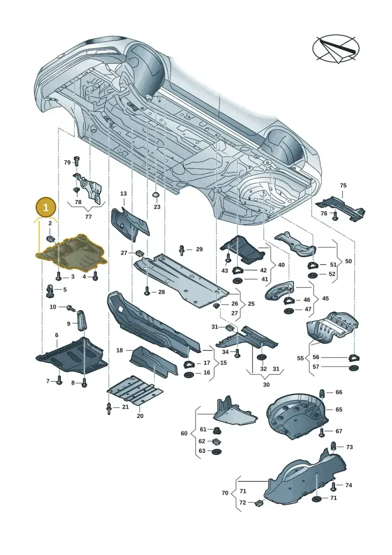 3Q0825236C — Skoda Superb Combi (2023-) diagram 3p0825000, position 1