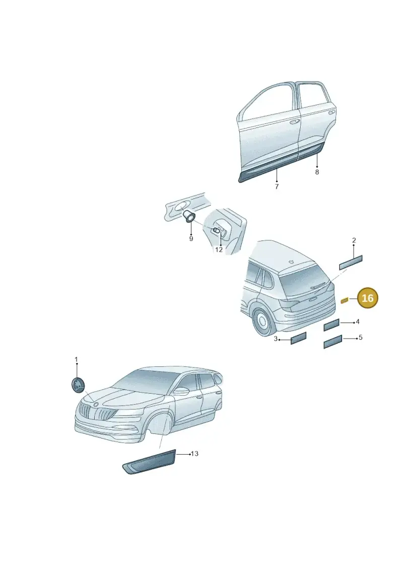 3T9853433B — Skoda Kamiq (2018-2023) diagram 594853100, position 16
