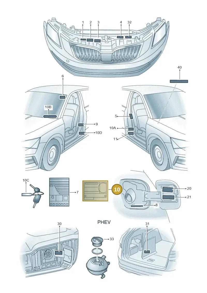 3V0000279 — Skoda Superb Combi (2015-2024) diagram 851010010, position 10