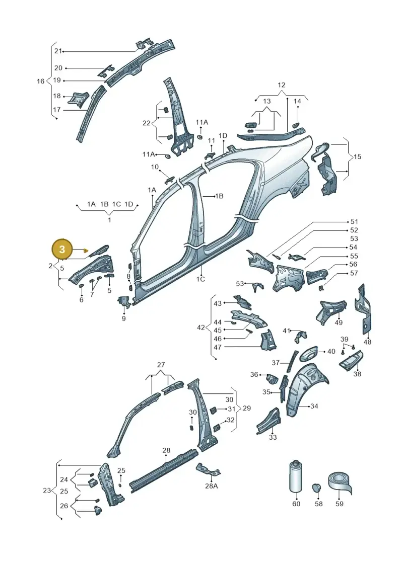 3V0823401 — Skoda Superb Combi (2015-2024) diagram 851809030, position 3
